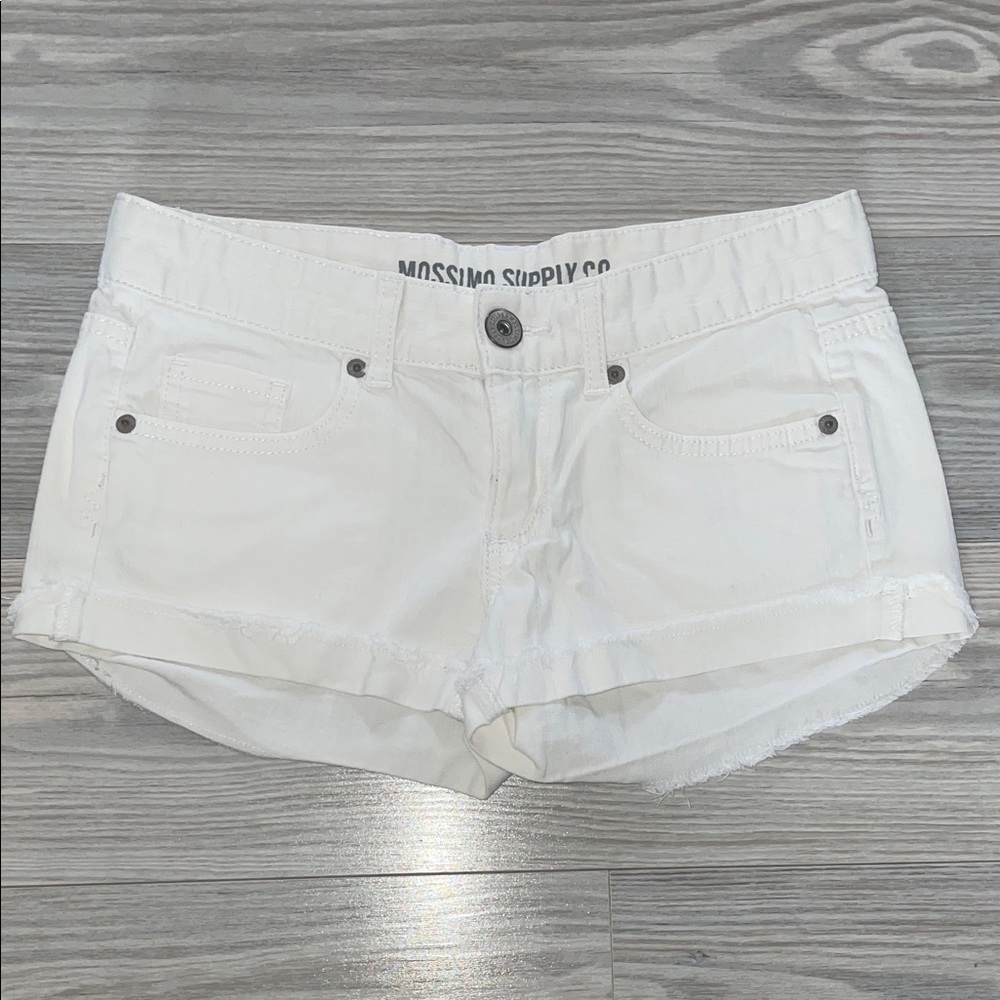 Massimo Supply Co. Women’s White Denim Shorts Size 7 Stretch Mid Rise